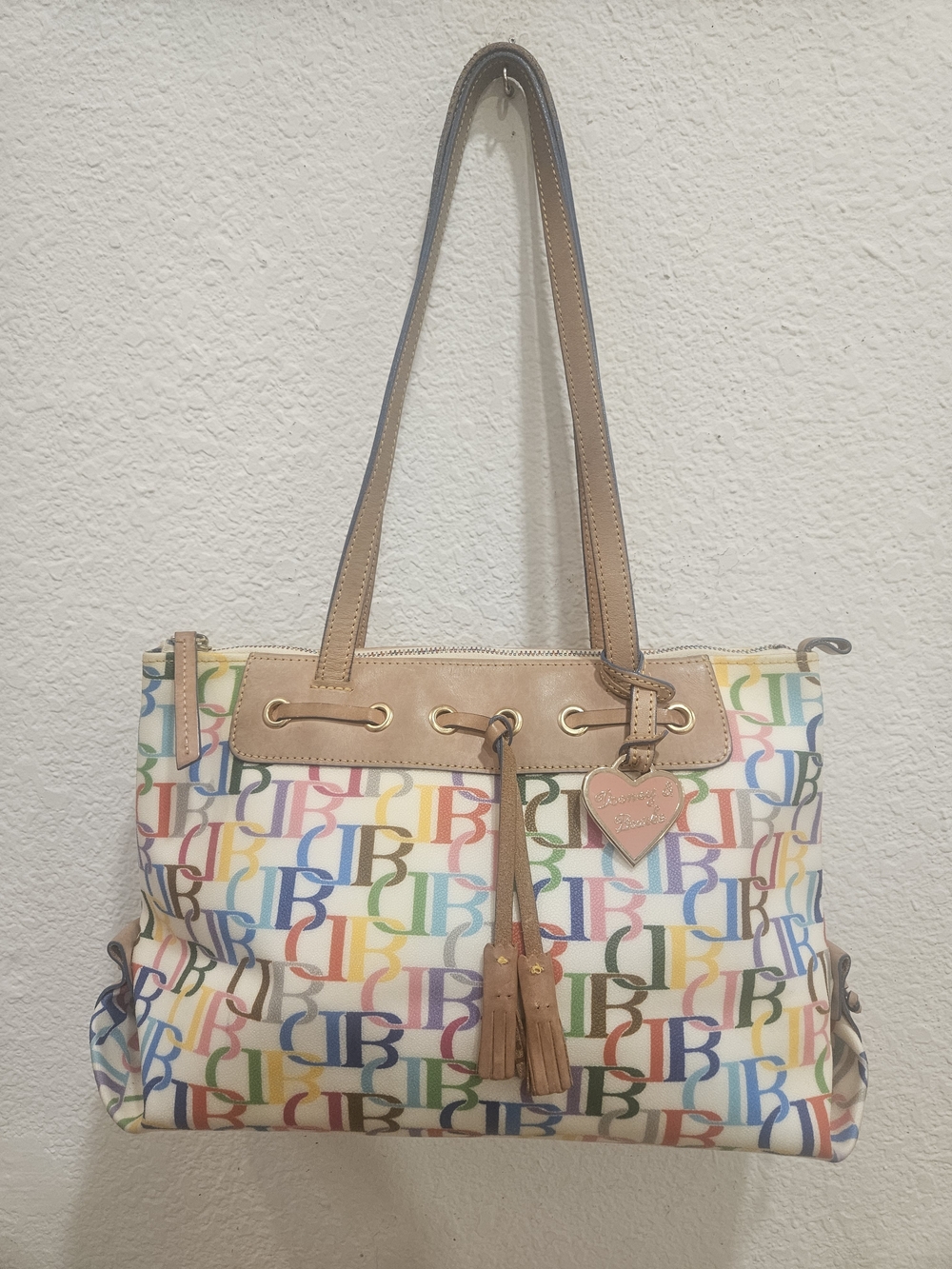 Vintage Dooney & Bourke Rainbow Signature Tassel Tote